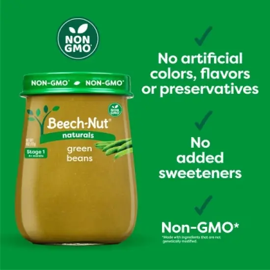 Beech-Nut Non-GMO Naturals Green Beans Baby Food Jar - 4oz image {1}