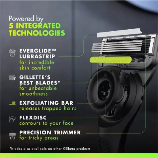 GilletteLabs Limited Black Men's 5 Blade Reusable Razor Handle with Refill and Case image {2}