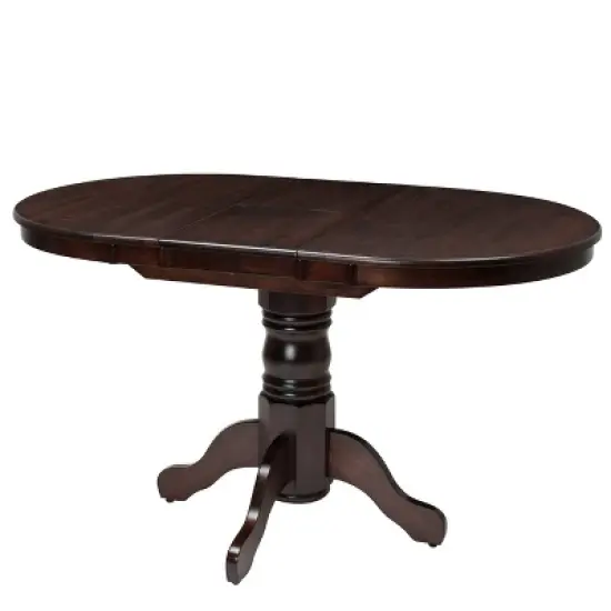 Dillon Extendable Oval Pedestal Dining Table Dark Brown - CorLiving image {2}