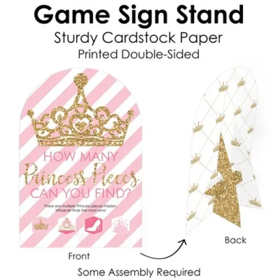 Big Dot of Happiness Little Princess Crown Pink Baby Shower or Birthday Party Scavenger Hunt - 1 Stand and 48 Game Pieces - Hide and Find Game image {4}