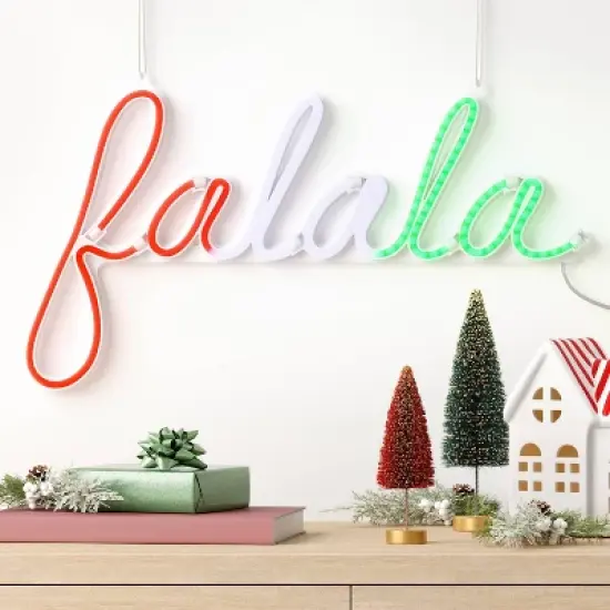 LED Animated Christmas Neon Fa La La Hangable Sign White/Red/Green - Wondershop&trade; image {1}