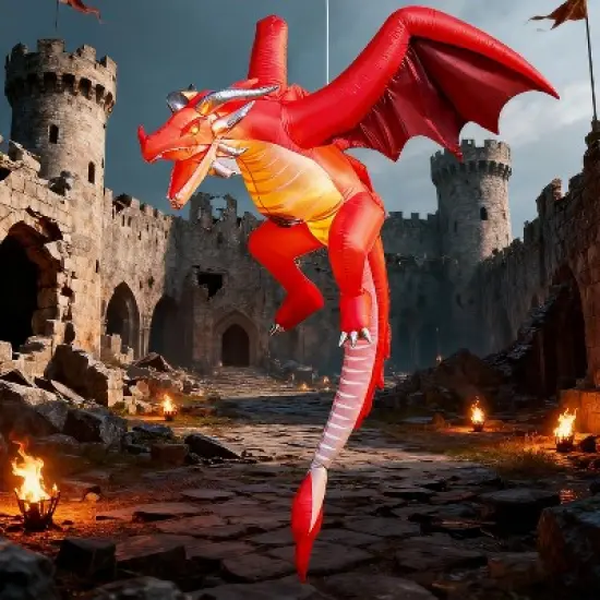 Joyfy 5 FT Halloween Inflatable Outdoor Decorations, Hanging Flying Dragon with Built-in LED for Halloween Yard Lawn Patio Outdoor Indoor Decoration image {9}