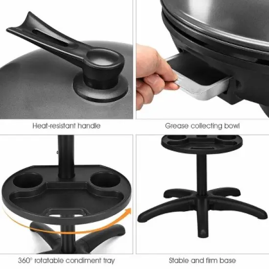 Costway Electric BBQ Grill 1350W Non-stick 4 Temperature Setting Outdoor Garden Camping image {7}