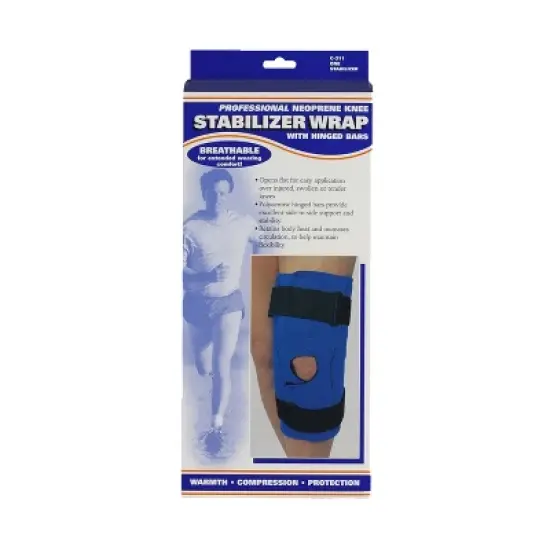 OTC Knee Stabilizer Wrap, Hinged Bars, Neoprene, Black image {5}
