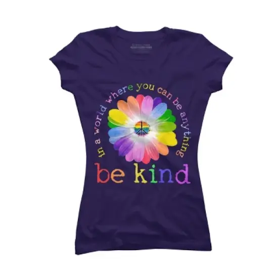 Junior's Design By Humans In A World Where You Can Be Anything Be Kind Lgbt By DragonTee T-Shirt image {9}