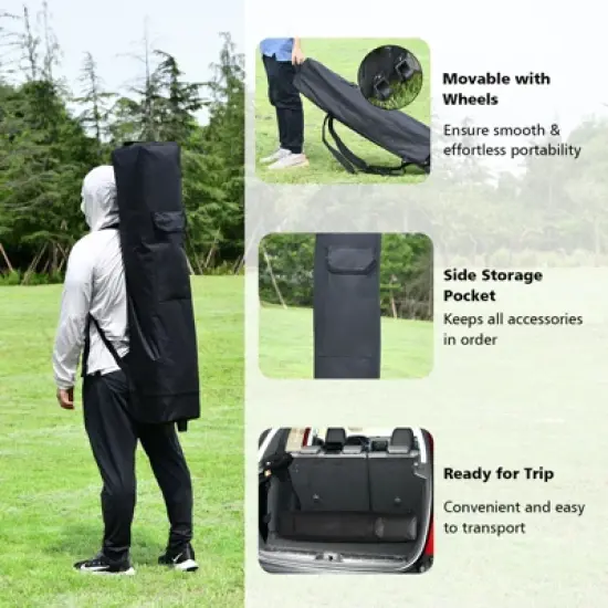 Tangkula 10x10 ft Pop up Canopy Tent One Person Set-up Instant Shelter with Central Lock W/ Roll-up Side Wall image {5}