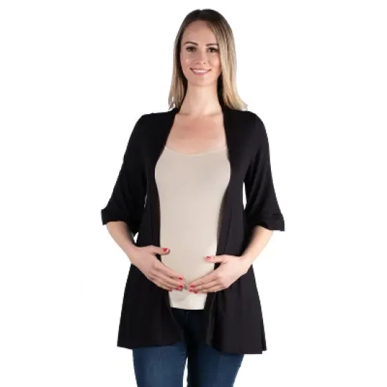 24seven Comfort Apparel Women's Maternity Open Front Cardigan image {4}