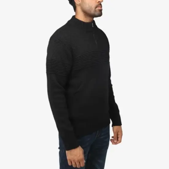 X RAY Men's Quarter Zip Sweater, Slim Fit Knitted Mock Neck Long Sleeve Pullover Top image {2}