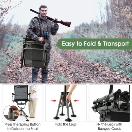 Costway 360 Degree Silent Swivel Hunting Chair w/ All-terrain Feet Pads Support 400 LBS image {6}