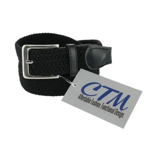 CTM Men's Elastic Braided Stretch Belt with Silver Buckle image {1}