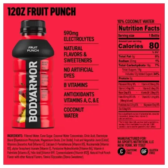 BODYARMOR Fruit Punch Sports Drink - 8pk/12 fl oz Bottles image {5}