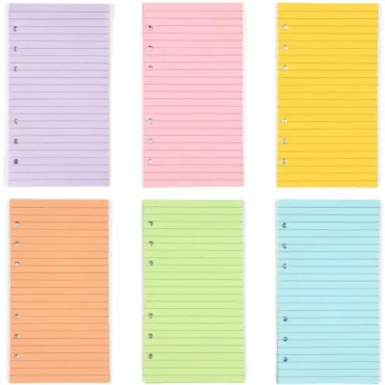 Paper Junkie 6 Pack Colored A6 Refill Paper for 6-Ring Binder, Journal, Planner, Loose Leaf Colored Lined Paper Inserts (240 Sheets/480 Pages) image {7}