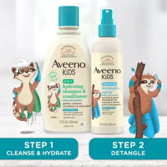 Aveeno Kids' 2-in-1 Hydrating Shampoo & Conditioner, Gently Cleanses, Conditions & Detangles Kids Hair - 12 fl oz image {5}