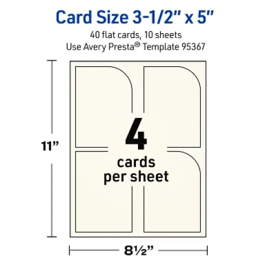 Avery Rectangle Flat Cards, 3-1/2" x 5", Matte Ivory, 40 Total image {4}