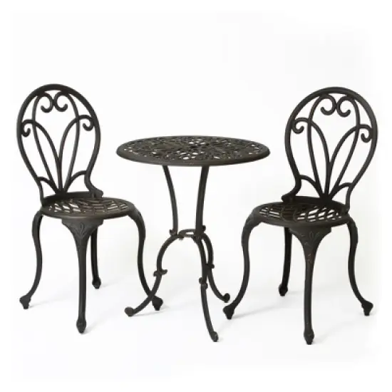 SKRAN Set of 3 Outdoor Bistro Set,Outdoor Rust-Resistant Cast Aluminum Bistro Set with 2 Chairs  for Park Yard & Garden image {3}