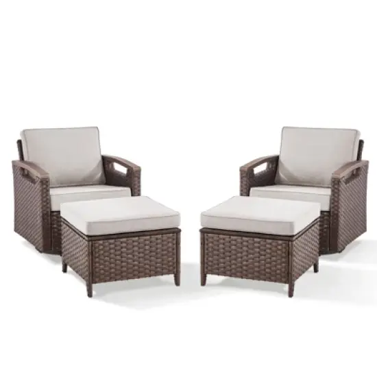 Belord 4 Piece Patio Furniture Set, Dark Brown Hand-Brushed Arms Swivel Glider Patio Chairs Set of 2 with Ottomans image {1}