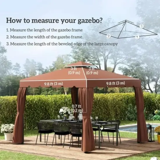 Resenkos Canopy Replacement Cover, Gazebo Canopy Top Replacement, 9.8'x9.8' Gazebo Replacement Canopy, Coffee Brown image {4}