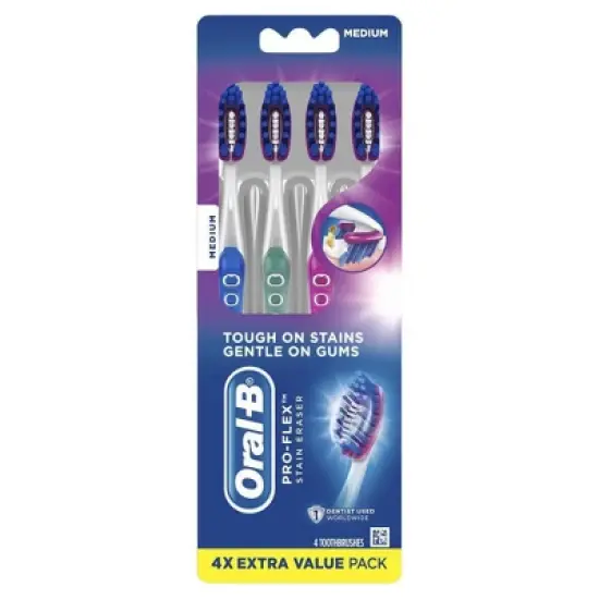 Oral-B 3D White Pro Flex Stain Eraser Toothbrush - Medium - 4ct image {1}