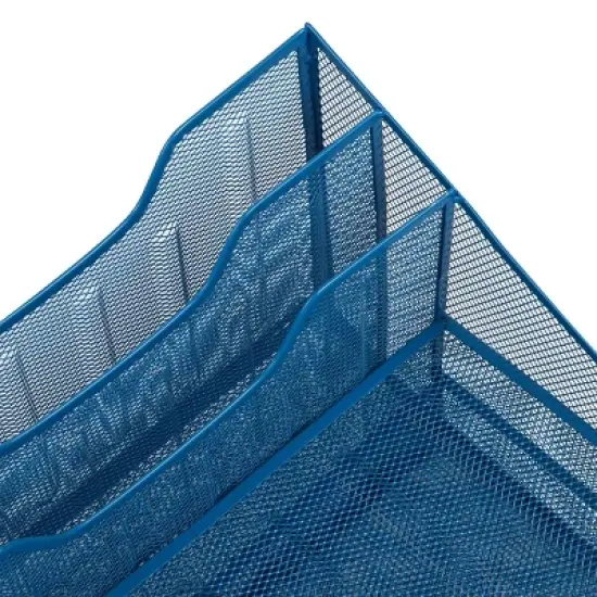 Mind Reader Desktop Organizer, Vertical File Holder, Paper Trays, Office, Metal Mesh, 12.5"L x 11.5"W x 9.5"H, Turquoise image {2}