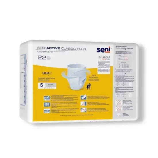Seni Active Classic Plus Disposable Underwear Pull On with Tear Away Seams Small, S-SM22-AC2, Moderate image {4}