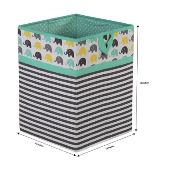 Bacati - Elephants Mint/Yellow/Gray Collapsible Laundry Hamper image {3}