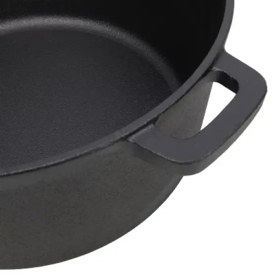 3 in 1 Pre-Seasoned Cast Iron Dutch Oven,Camping Deep Pot, 5 Quart. Cover As A Skillet with Ribbed Bottom Design. With 2pcs Silicone Handel Covers image {7}