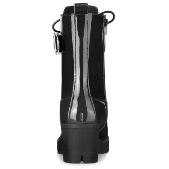 Allegra K Women's Zip Platform Chunky Heel Combat Boots image {3}