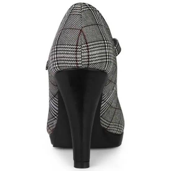 Allegra K Women's Houndstooth Platform Stiletto Heels Pumps image {2}