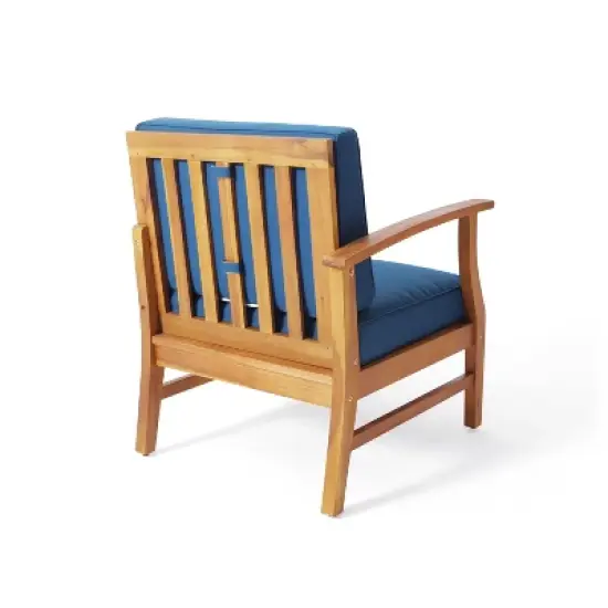 FIONECA 5-Piece Outdoor Sofa Set, Blue Cushioned Patio Conversation Furniture with Coffee Table, PE Rattan Sectional for Garden, Backyard, Balcony image {11}