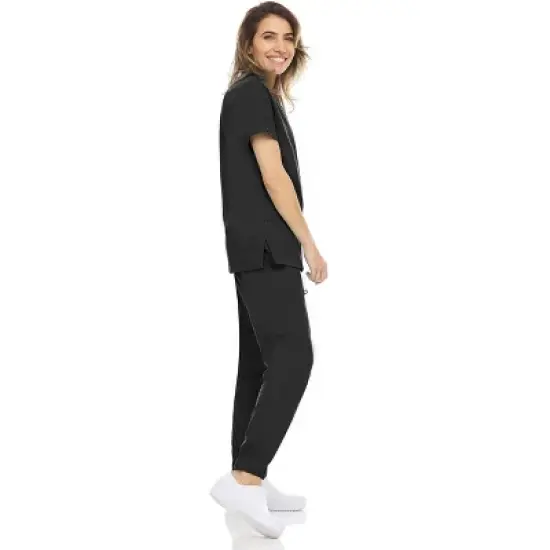 MediChic Womens 8-Pocket Scrubs Set- Mock Neck with 4-Pocket Jogger Scrub Pants image {3}