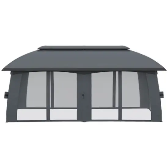 Outsunny 10' x 20' Patio Gazebo, Outdoor Gazebo Canopy Shelter with Netting & Curtains, Vented Roof, Steel Frame for Garden and Lawn image {4}