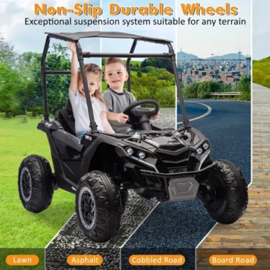 Garvee 24V 2-Seater Ride On UTV for Kids with Remote Control, LED Lights, Bluetooth, Sun Shade, Off-Road Wheels, Ride On Car for Boys Girls image {6}