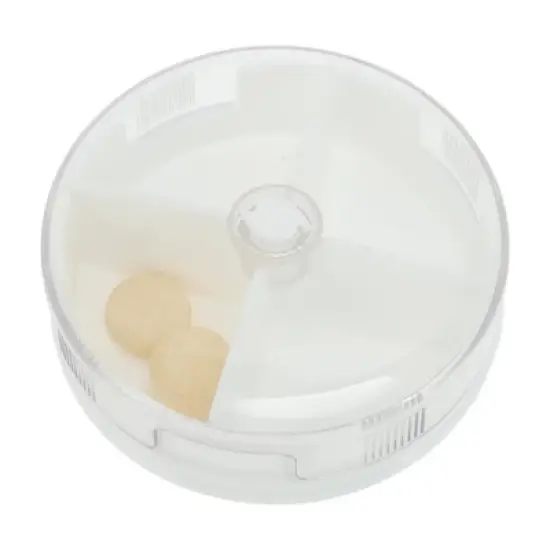 Unique Bargains 4 Grid Mini Round Pill Case White 1 Pc image {5}