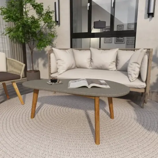 45"x18" Mid-Century Wood Outdoor Accent Table Gray - Olivia & May image {19}