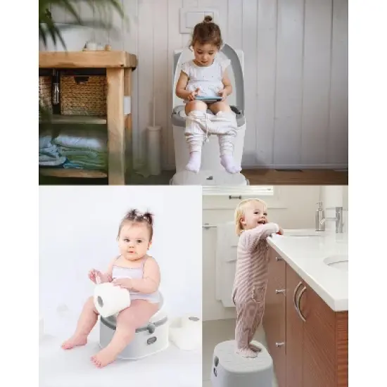 BabyBond 3 in 1 Potty Training Toilet & Training Seat & Sturdy Step Stool,Gray image {3}