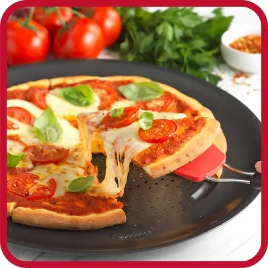 GoodCook 15.75" Large Nonstick Carbon Steel Ready Air Perfect Pizza Pan Gray: Round Oven Tray, Dishwasher-Safe image {4}