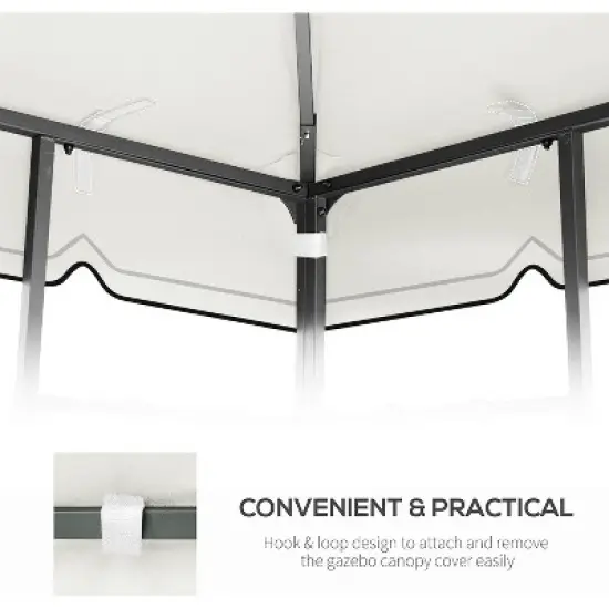 Gulches 10x10 Ft Outdoor Patio Gazebo Replacement Canopy - Double Tiered Roof Top Cover Only (Frame Not Included) - Great Wall Border Design, Beige image {2}