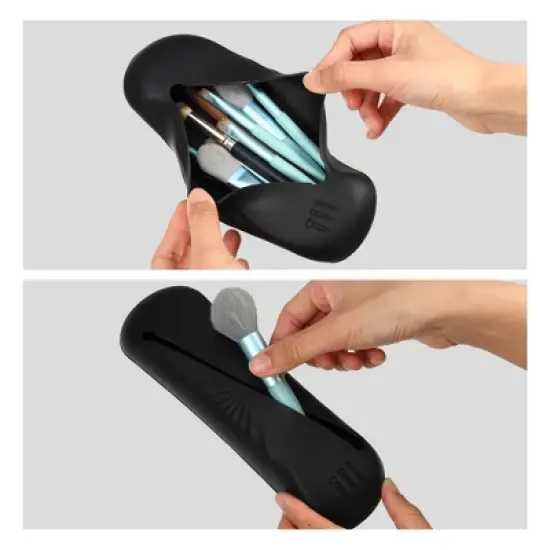 Unique Bargains Travel Makeup Bag Makeup Brush Holder Portable Makeup Organizer Bag Waterproof Silicone 2 Pcs image {4}