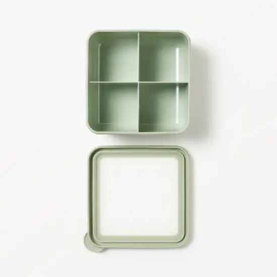 Bento Snack Box 4 Divided Compartments Green - Figmint&trade; image {2}