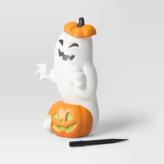 23" Light and Sound Pumpkin and Ghost Outdoor Halloween Decorative Prop - Hyde and EEK! Boutique&trade;: Battery Operated image {2}