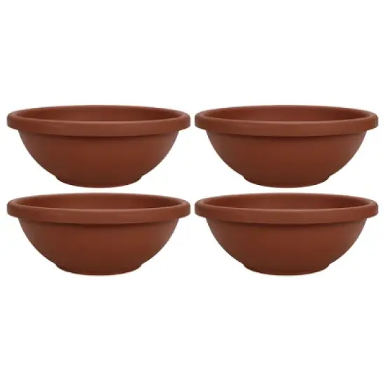 HC Companies 18 Inch Resin Garden Bowl Planter Pot, Terra Cotta Clay (2 Pack) image {1}