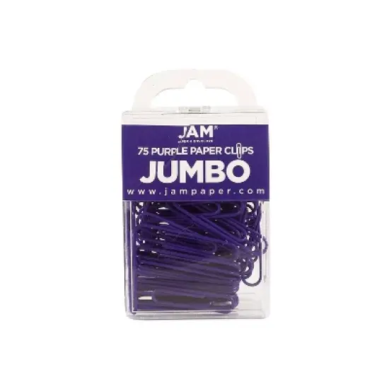 JAM Paper Colored Jumbo Paper Clips Large 2 Inch Purple Paperclips 42186879A image {1}