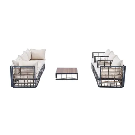 7-Piece Outdoor Metal Modular Sectional Sofa Set with Coffee Table and Chairs, Free Combination image {10}