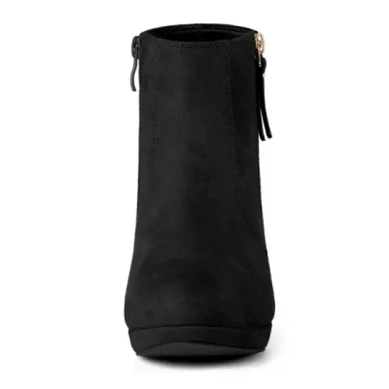 Allegra K Women's Side Zip Low Platform Chunky Heel Ankle Booties image {2}