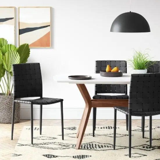 Wellfleet Woven Leather Metal Base Dining Chair - Threshold&trade; image {1}