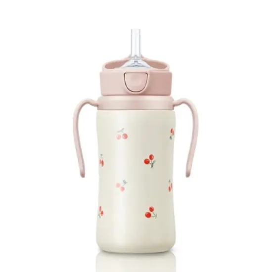 Grosmimi Stainless Steel Straw Cup with Flip Top - 10oz (300ml) image {3}