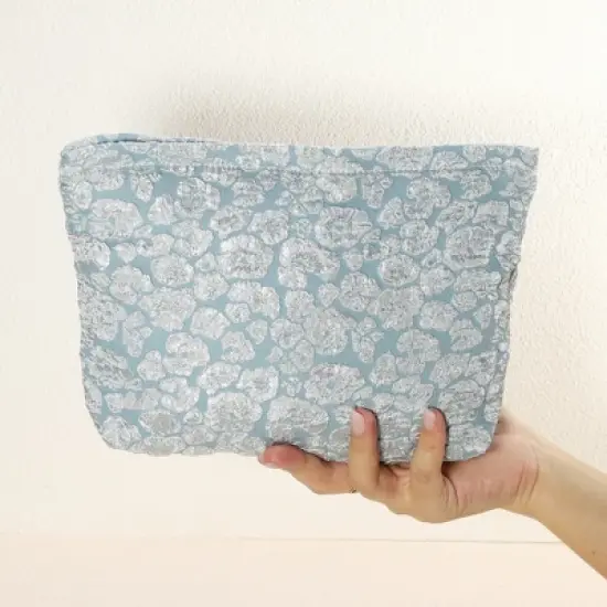 Unique Bargains Canvas Portable Bubble Cloud Zipper Makeup Bag 1 Pc image {3}