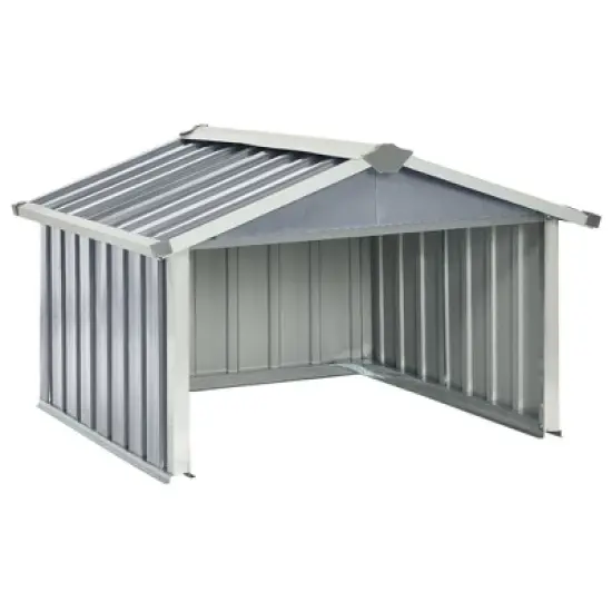 vidaXL Garden Shed Grey Galvanized steel Standard Durable Garden Shed image {9}