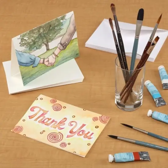 New York Central Folded Watercolor Cards with Envelopes - 5" x 7" - 140lb Cold Pressed, Bright White 100% Cotton - Archival Acid-Free Watercolor Paper image {4}