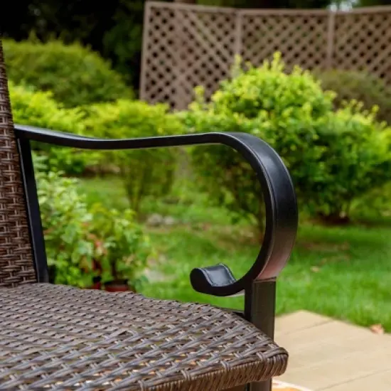 7pc Patio Dining Set with Rattan Arm Chairs & Rectangle Steel Table - Captiva Designs image {7}